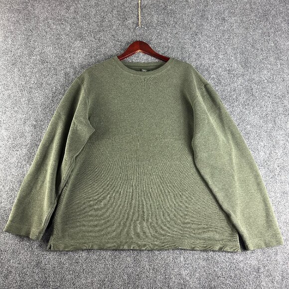 Banana Republic Sweater Mens XL Green Cotton Crew Neck Pullover Split Hem - Picture 1 of 6